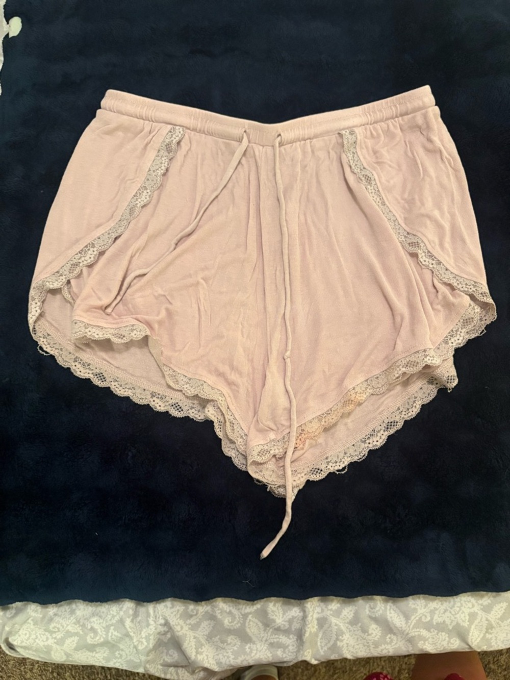 Z Supply Blush Pink Lace-Trim Pajama Shorts